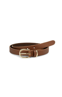YAYA - Leather Belt with Round Buckle