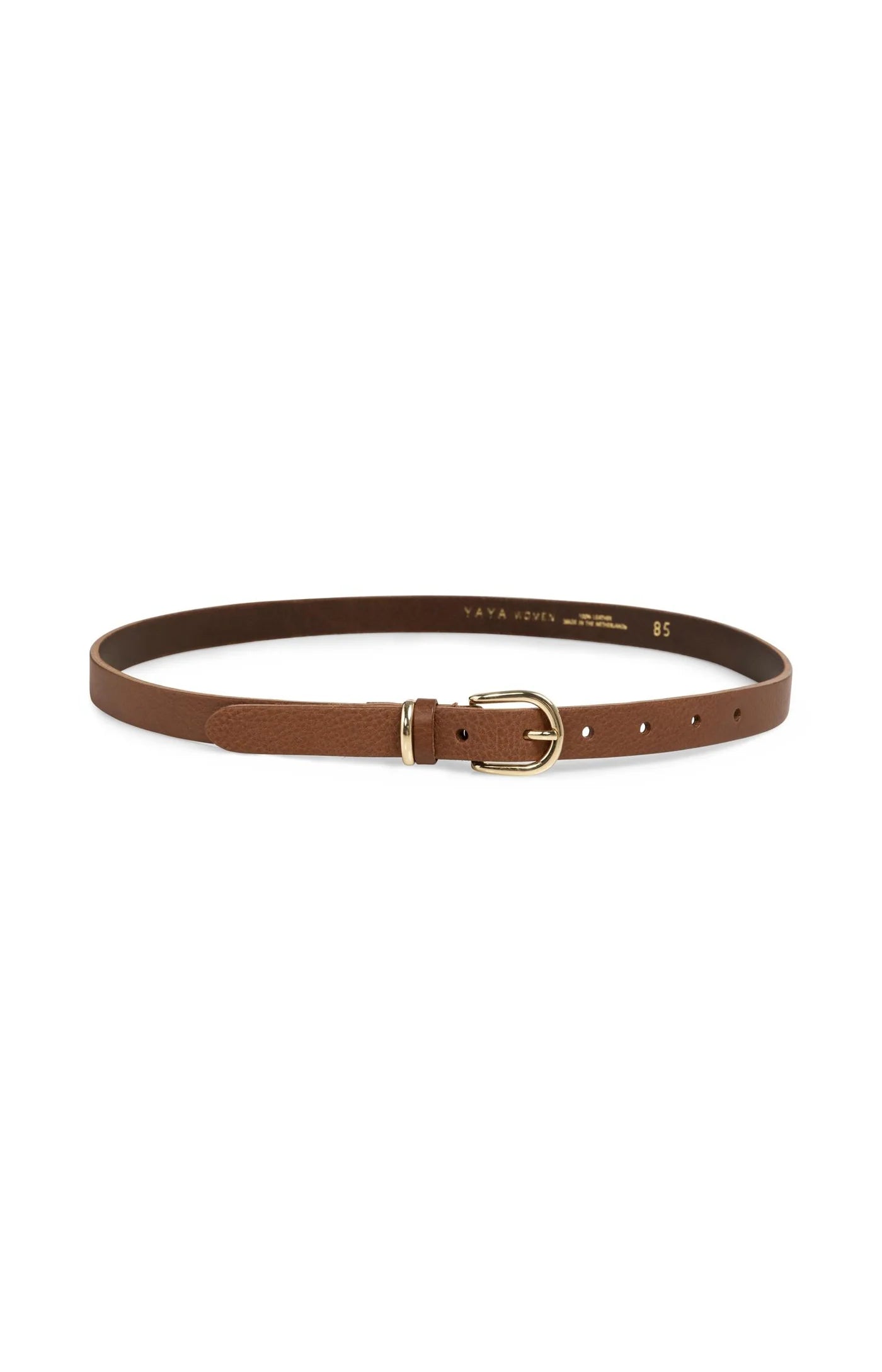 YAYA - Leather Belt with Round Buckle