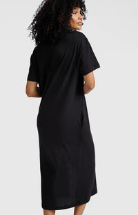 YAYA - Linen Blend T-Shirt Dress in Washed Black