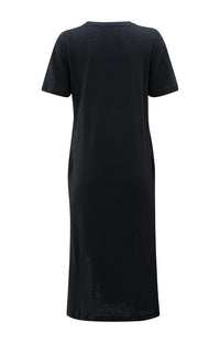 YAYA - Linen Blend T-Shirt Dress in Washed Black