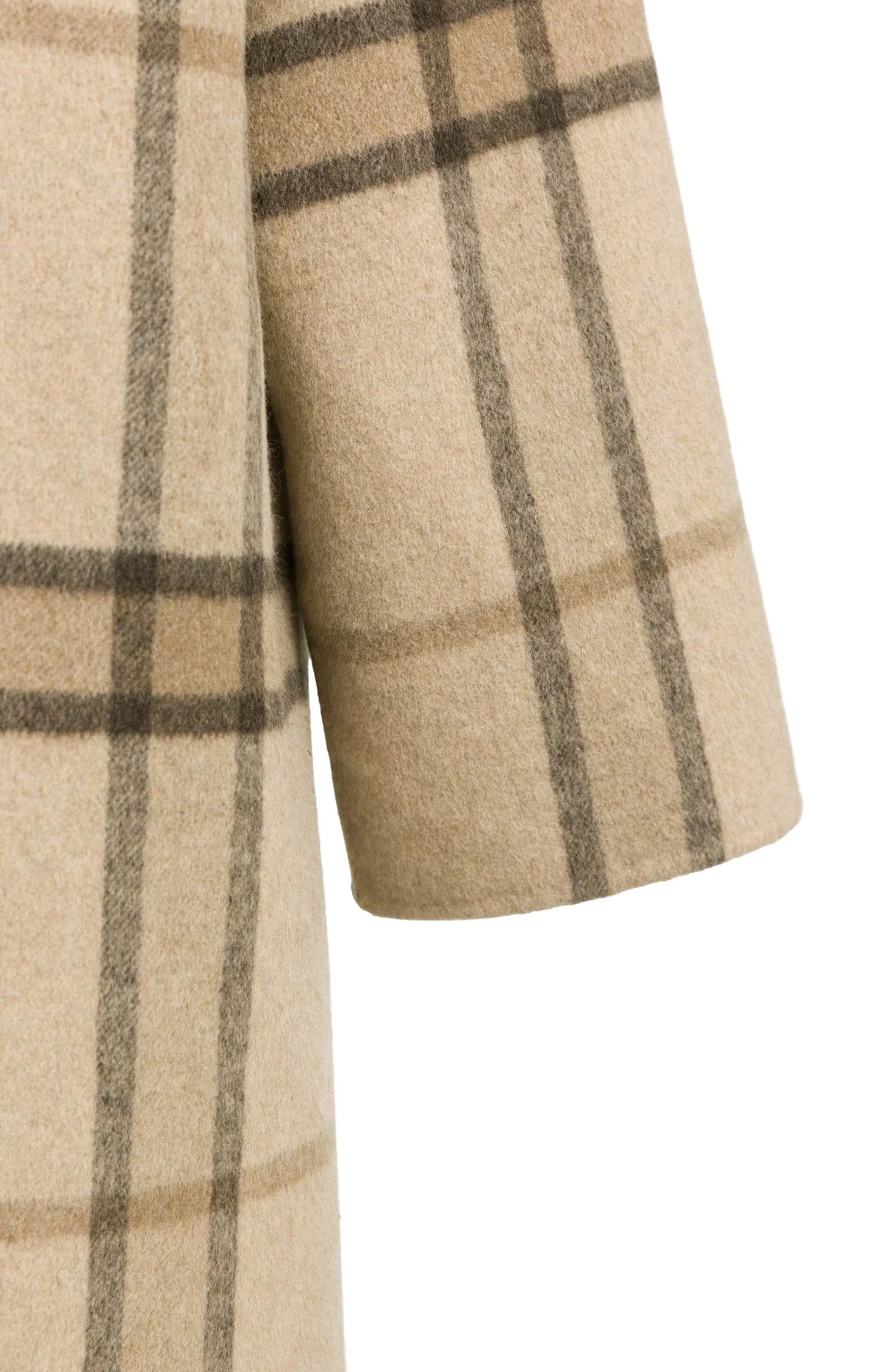 YAYA - Wool Blend Checked Coat in Cornstalk Brown Dessin