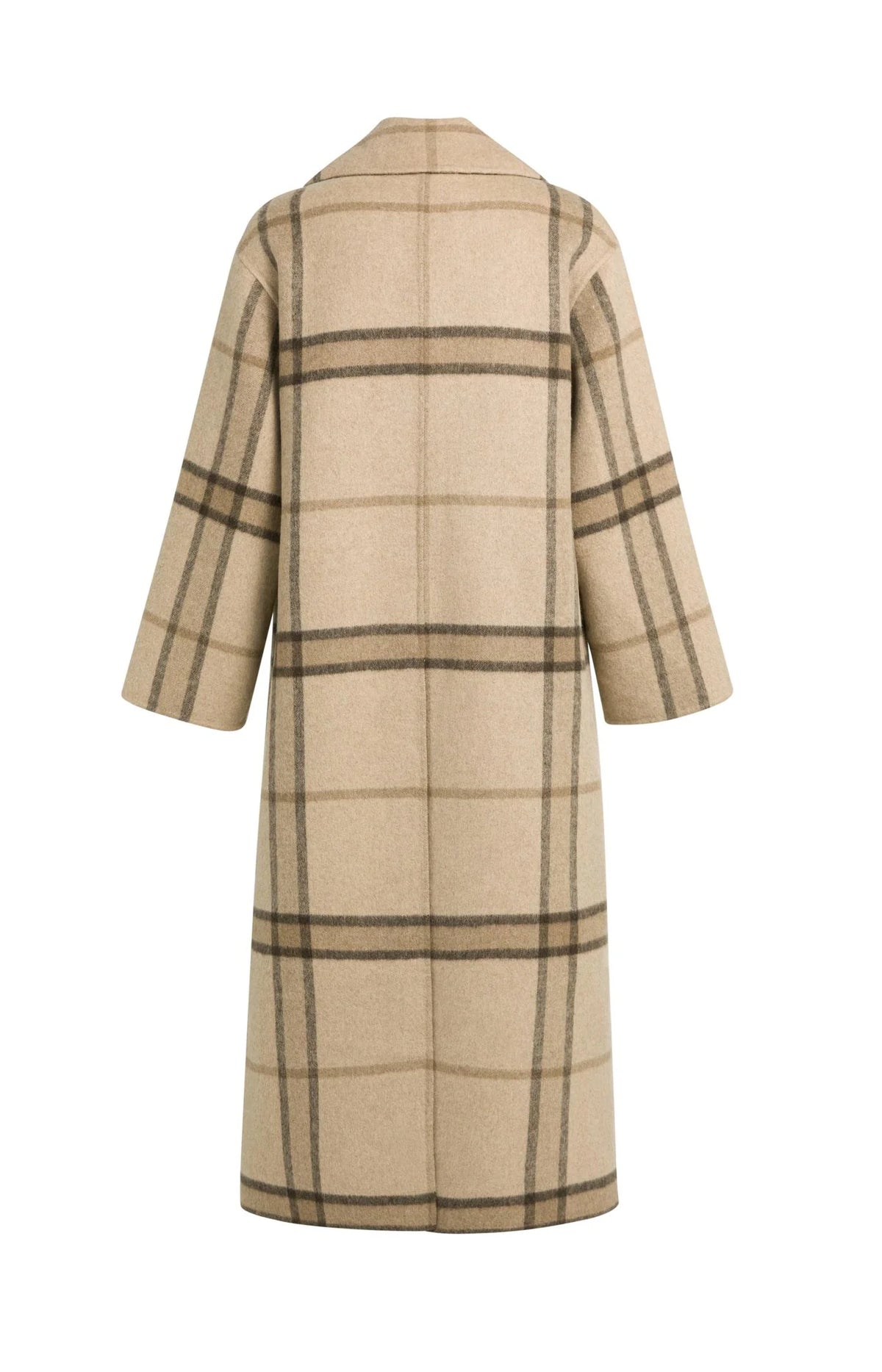 YAYA - Wool Blend Checked Coat in Cornstalk Brown Dessin