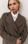 YAYA - Long Coatigan with Patch Pockets in Brown Melange