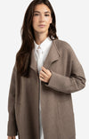 YAYA - Long Coatigan with Patch Pockets in Brown Melange