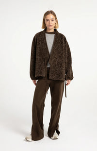 YAYA - Long Sleeve Top with Lace in Slate Black Brown