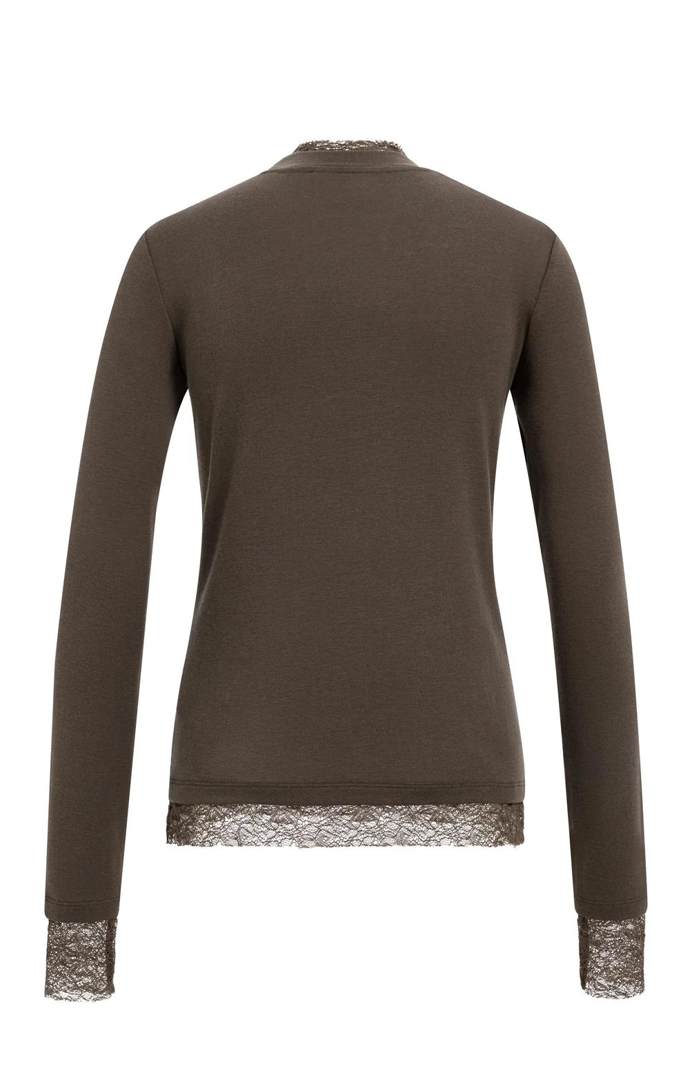 YAYA - Long Sleeve Top with Lace in Slate Black Brown