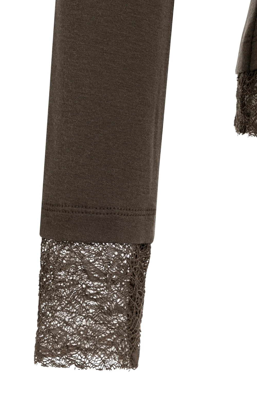 YAYA - Long Sleeve Top with Lace in Slate Black Brown