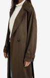 YAYA - Long Suedine Coat with Belt in Brown