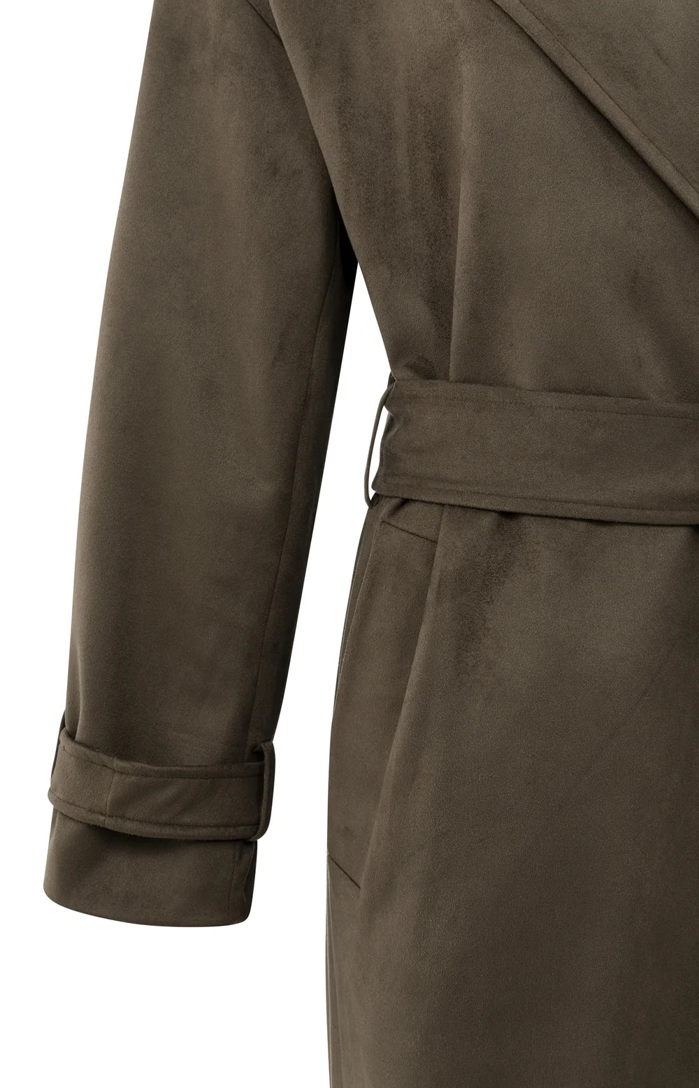 YAYA - Long Suedine Coat with Belt in Brown