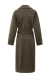 YAYA - Long Suedine Coat with Belt in Brown