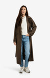 YAYA - Long Suedine Coat with Belt in Brown