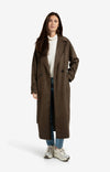 YAYA - Long Suedine Coat with Belt in Brown