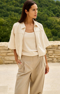 YAYA - Denim Look Jacket in Cloud Creme White
