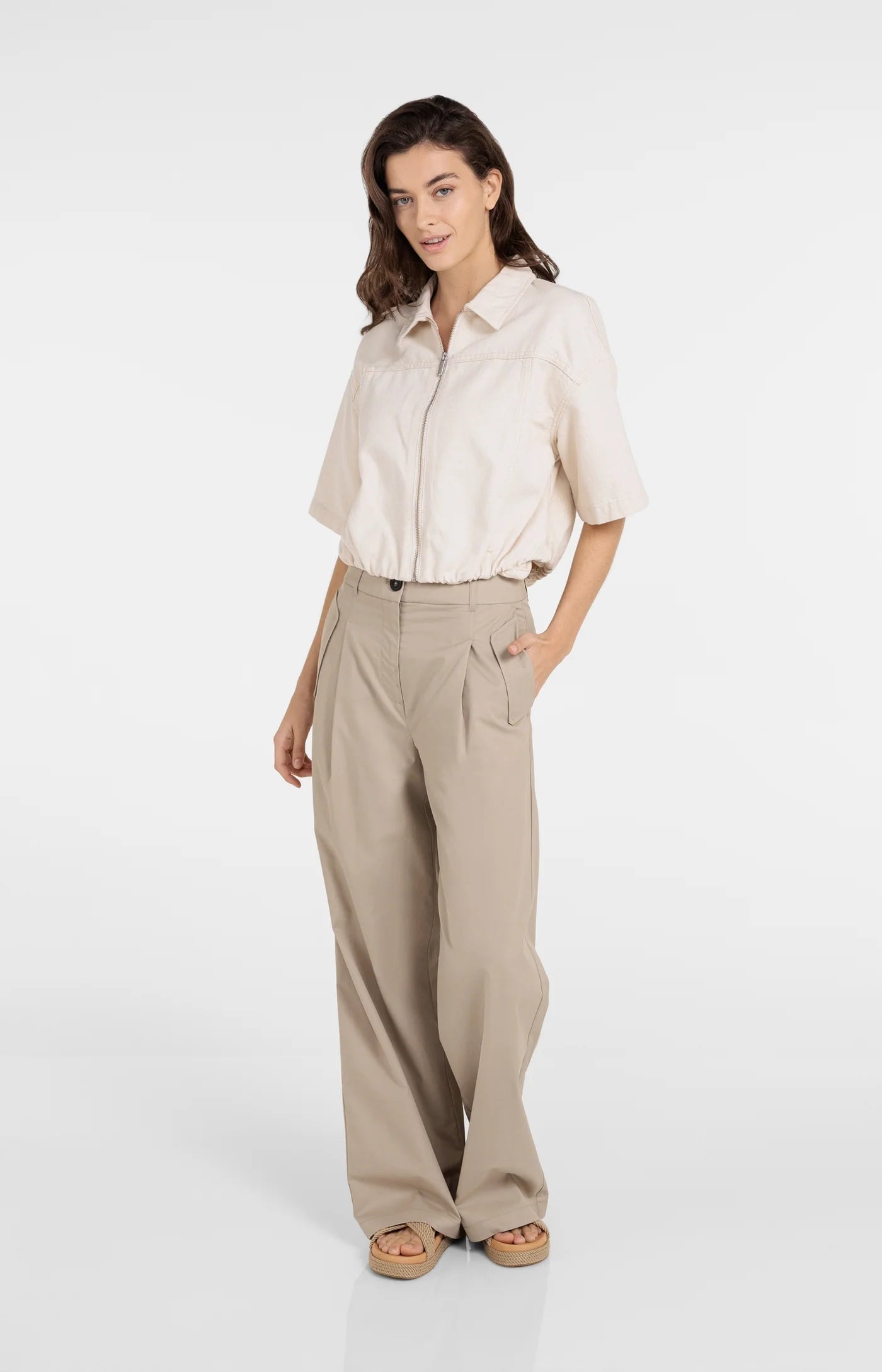 YAYA - Denim Look Jacket in Cloud Creme White