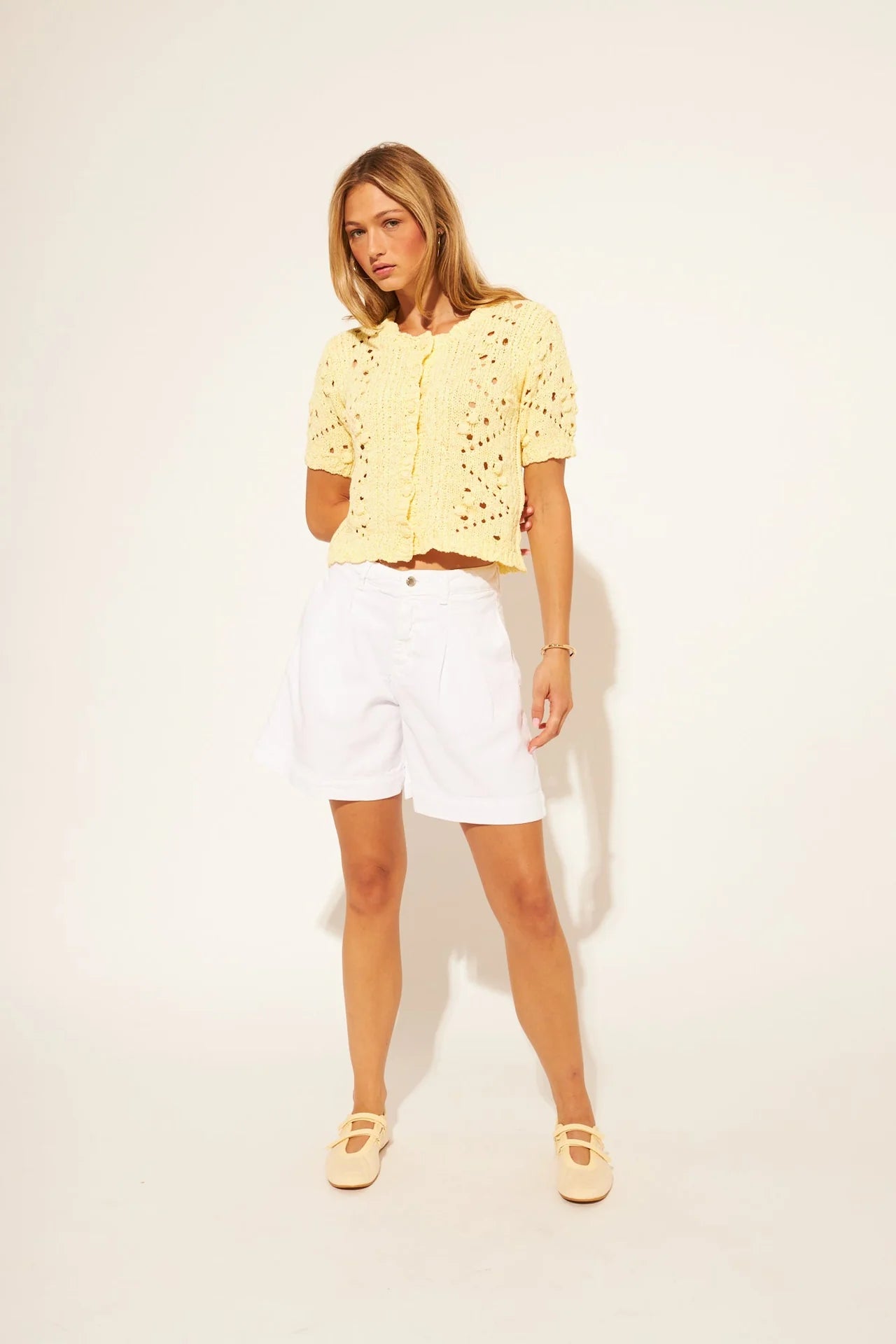 John + Jenn - Lorenzo - Short Sleeve Cardigan in Limonada