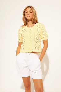 John + Jenn - Lorenzo - Short Sleeve Cardigan in Limonada
