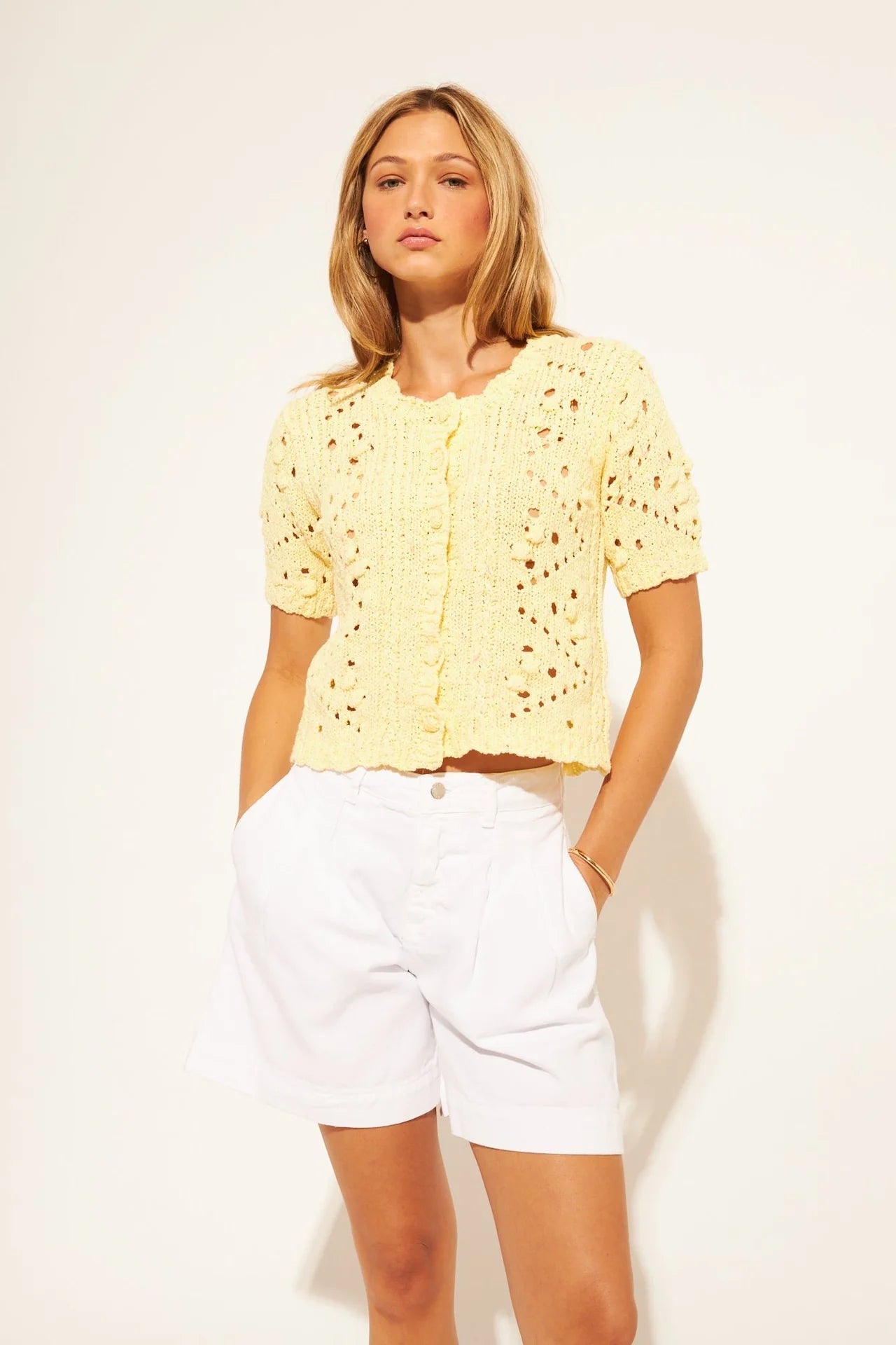 John + Jenn - Lorenzo - Short Sleeve Cardigan in Limonada