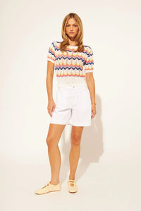 John + Jenn - Luigi - Short Sleeve Knit Top in Puglia Sunset