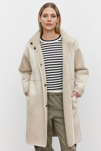 Velvet - Cara - Lux Sherpa Coat in Ecru