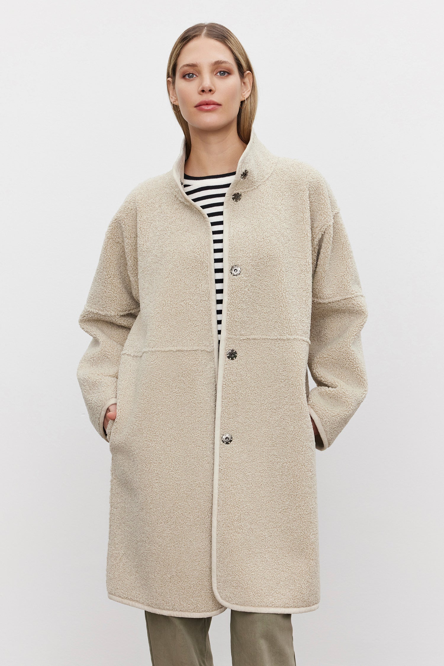 Velvet Cara Lux Sherpa Coat in Ecru Bernstein Gold