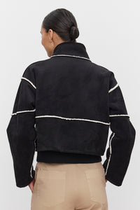 Velvet - Kelly - Lux Sherpa Cropped Jacket in Black/Ecru