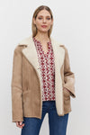 Velvet - Molly - Lux Sherpa Collared Jacket in Sand