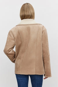 Velvet - Molly - Lux Sherpa Collared Jacket in Sand