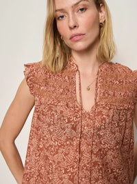 Sanctuary - Free Feeling Smocked Blouse in Mosaic Clay