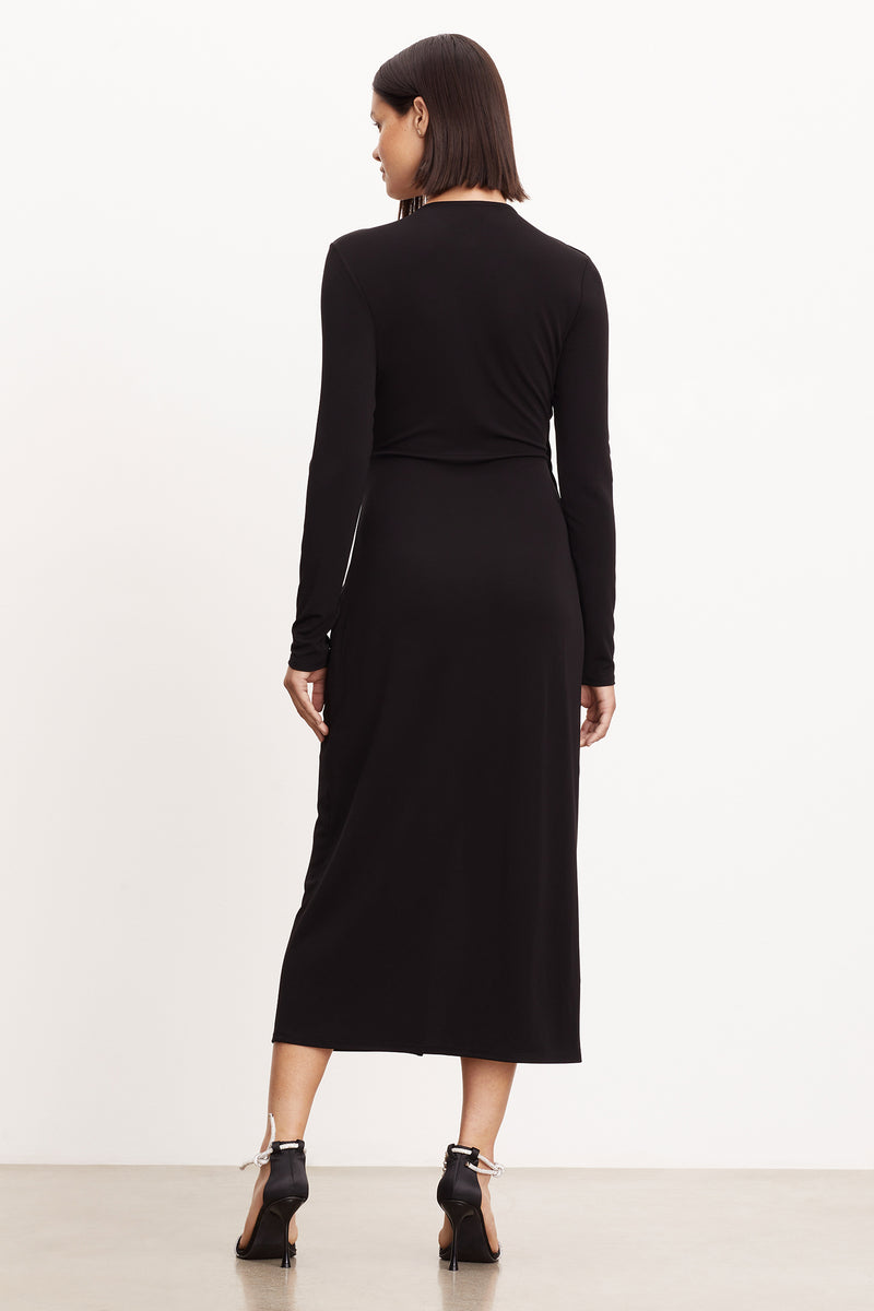 Velvet - Eliana - Matte Jersey Midi Dress in Black