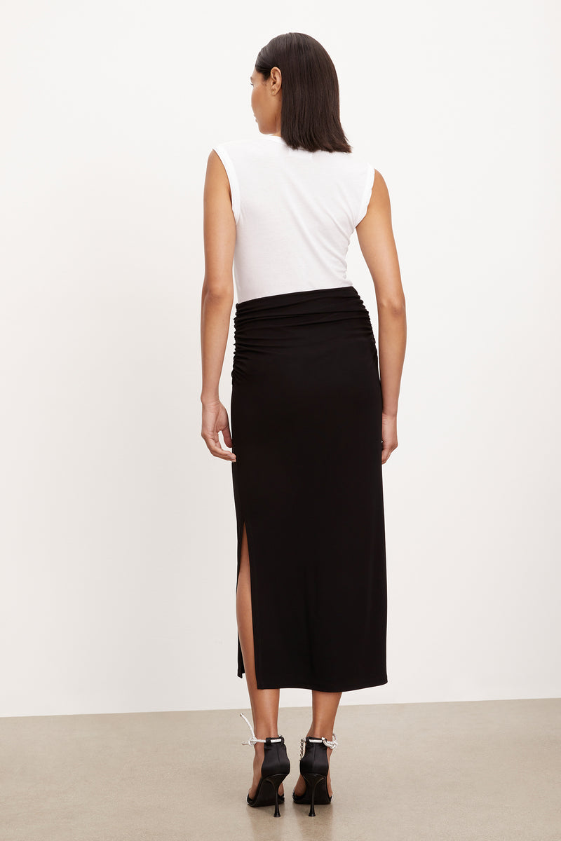 Velvet - Hilton - Matte Jersey Midi Skirt in Black