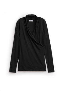 Velvet - Meri - Gauzy Whisper Wrap Top in Black