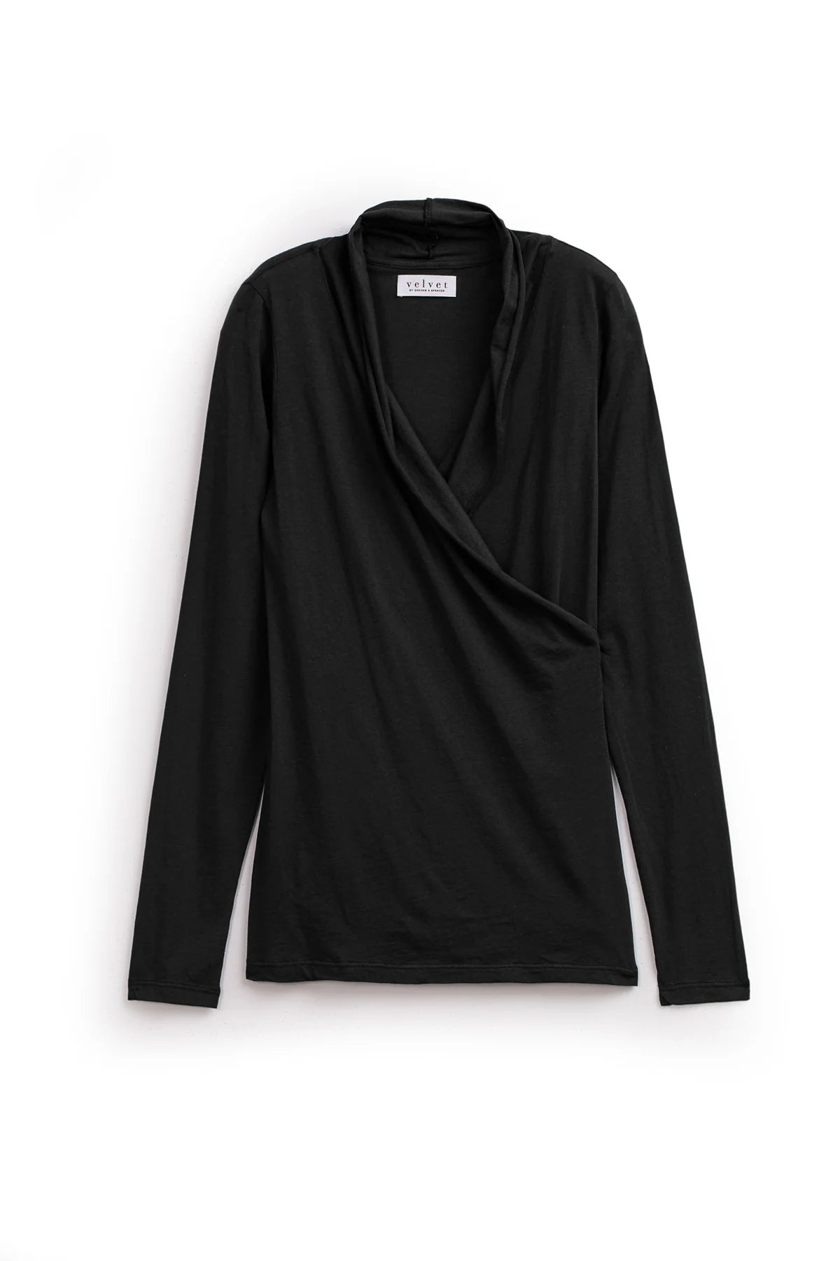 Velvet - Meri - Gauzy Whisper Wrap Top in Black