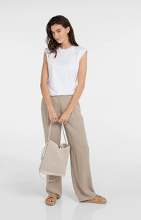 YAYA - Mesh Shoulder Bag in Warm Dust Sand