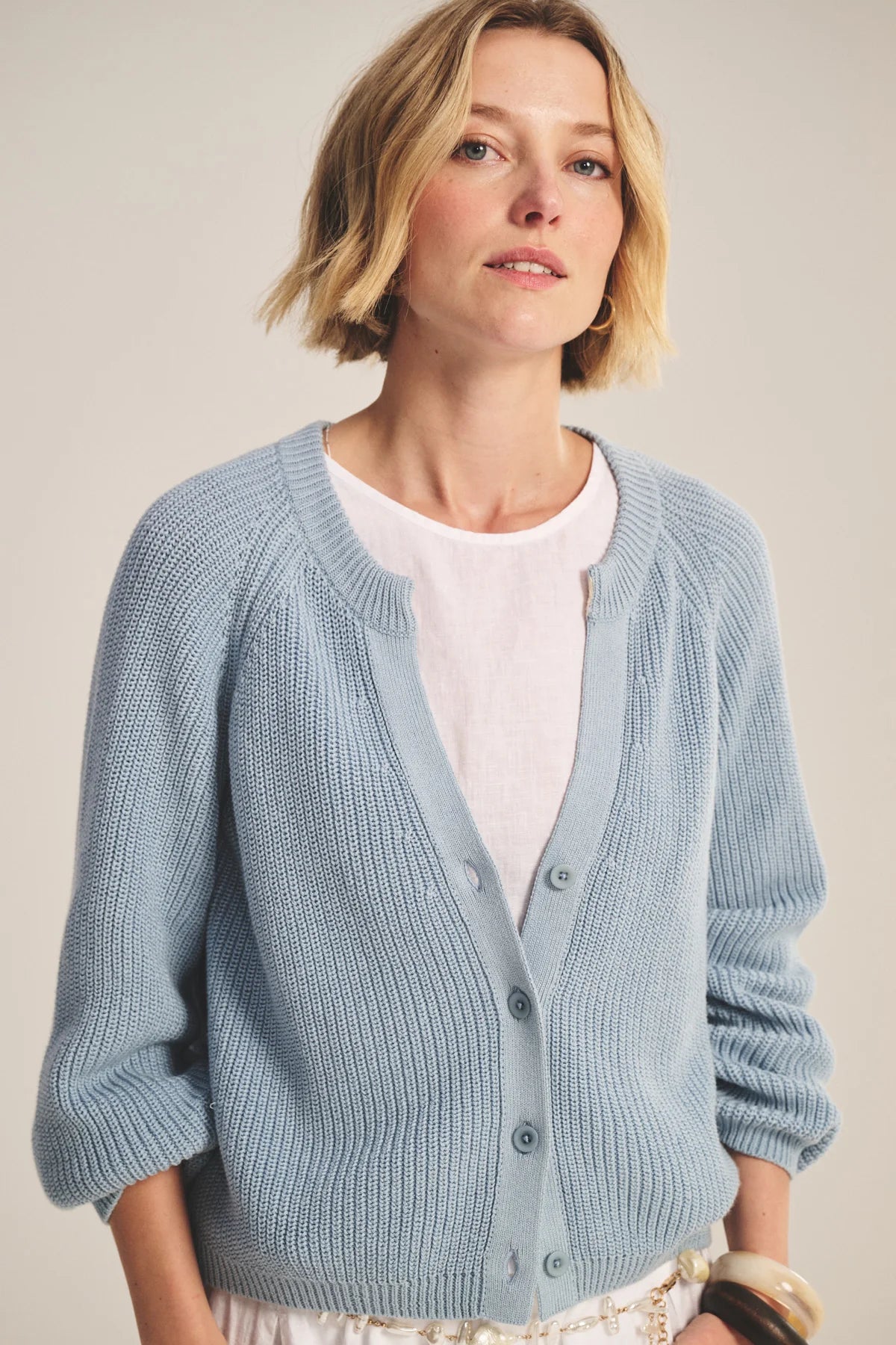 Velvet - Mirae - Pima Cotton Cardigan in Stream