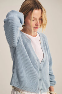 Velvet - Mirae - Pima Cotton Cardigan in Stream