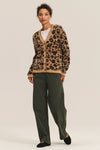 Velvet - Betsy - Novelty Feather Jacquard Cardigan in Leopard