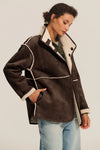 Velvet - Shona - Luxe Sherpa Reversible Jacket in Espresso