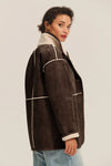 Velvet - Shona - Luxe Sherpa Reversible Jacket in Espresso