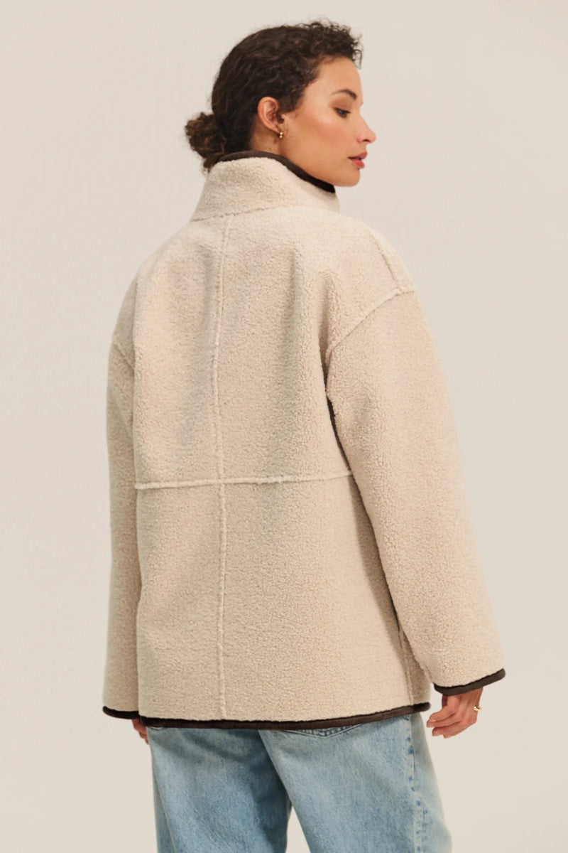 Velvet - Shona - Luxe Sherpa Reversible Jacket in Espresso