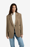 YAYA - Oversized Blazer with Sleeve Tape Detail in Capers Melange