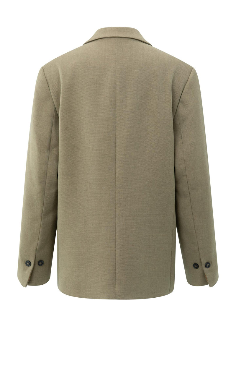 YAYA - Oversized Blazer with Sleeve Tape Detail in Capers Melange