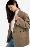 YAYA - Oversized Blazer with Sleeve Tape Detail in Capers Melange