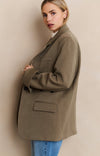 YAYA - Oversized Blazer with Sleeve Tape Detail in Capers Melange
