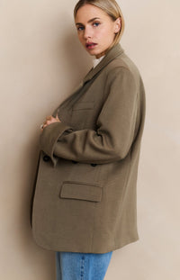 YAYA - Oversized Blazer with Sleeve Tape Detail in Capers Melange