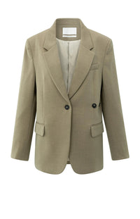 YAYA - Oversized Blazer with Sleeve Tape Detail in Capers Melange