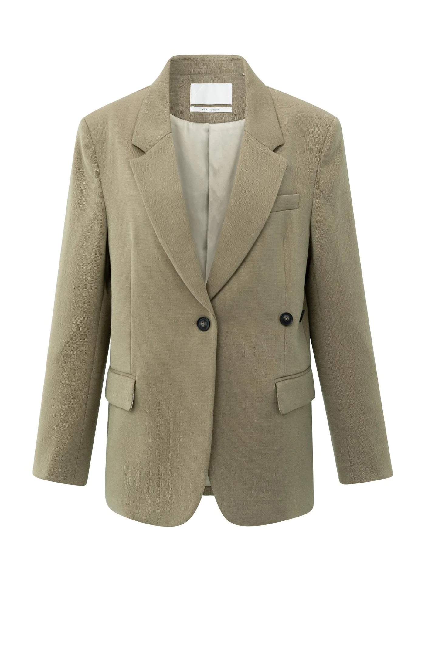 YAYA - Oversized Blazer with Sleeve Tape Detail in Capers Melange