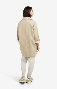 YAYA - Oversized Cotton Mid Length Jacket in Sandstone Beige
