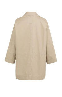 YAYA - Oversized Cotton Mid Length Jacket in Sandstone Beige