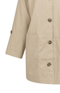 YAYA - Oversized Cotton Mid Length Jacket in Sandstone Beige