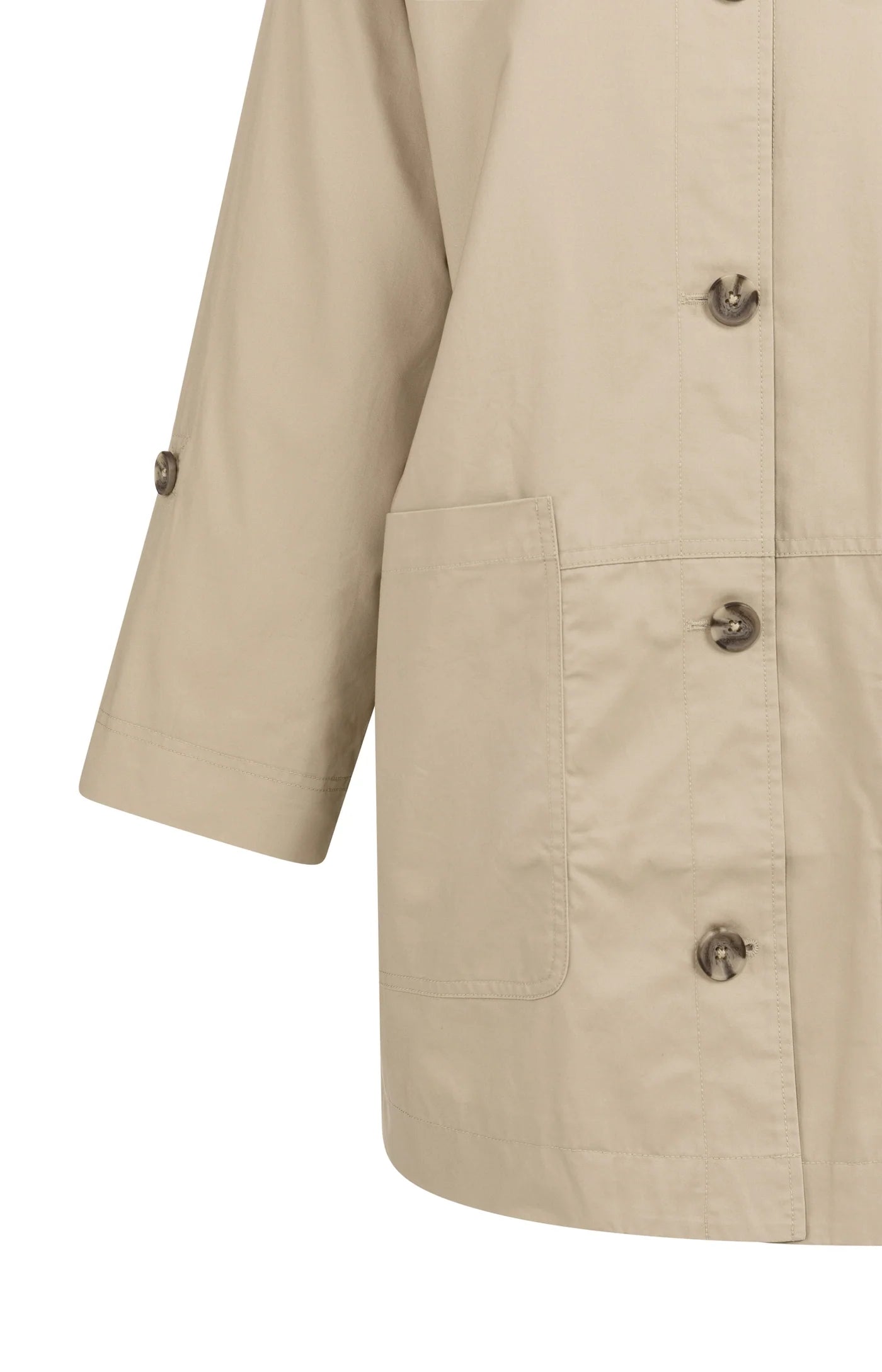 YAYA - Oversized Cotton Mid Length Jacket in Sandstone Beige